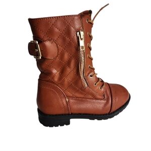 Dakota MidCalf Boots toodler Sz 12 Brown Lace Up Zipper Faux Leather Combat Boot